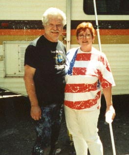 Wayne and Jackie Dollack after a paint grenade assault